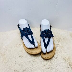 Maurices Woven Thong Sandals Women's Blue Comfort Casual Summer